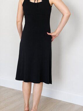 Hyba Black Sleeveless Midi Dress Back Cutout XS/S/M